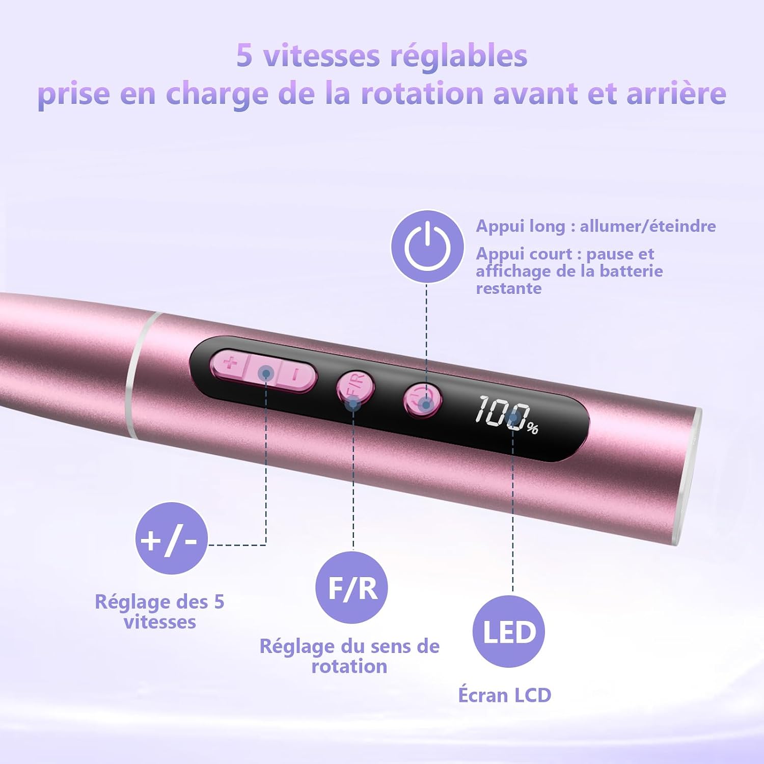 Thumbnail 2 de Ponceuse pour ongles électrique professionnelle 35000 tr/min sans fil – kit complet pour gel et acrylique