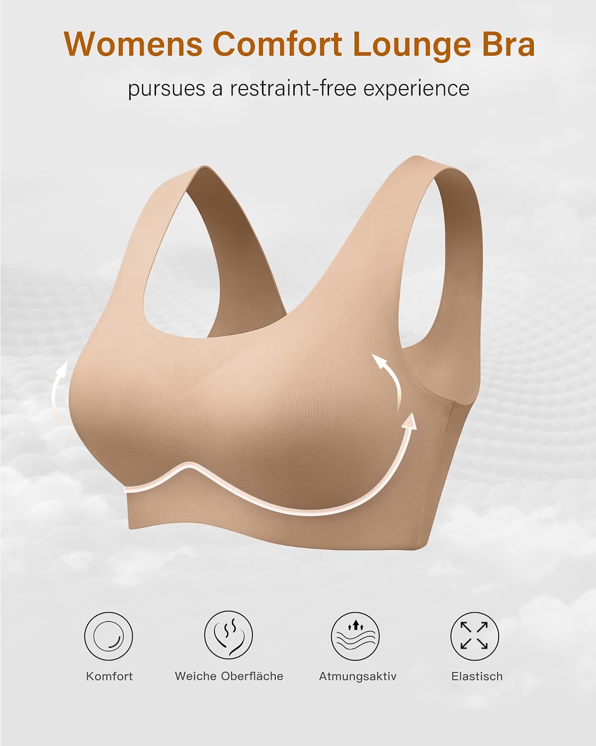 Detalle de DEANGELMON Damen BH ohne Bügel – Comfy Nahtloser Bralette für Schlaf & Alltag