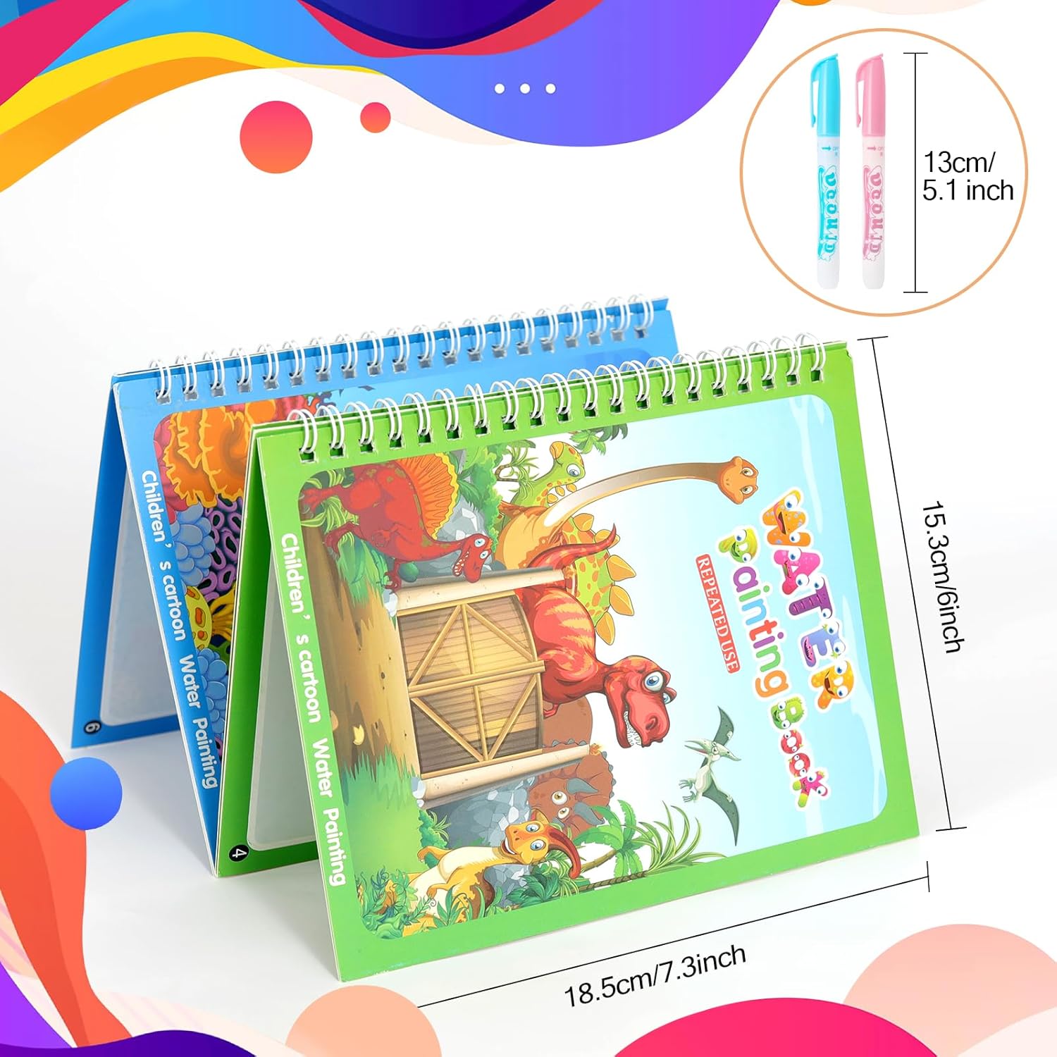 Thumbnail 6 de 5 Pack Reusable Water Colouring Books for Toddlers (Water Doodle / Paint with Water)