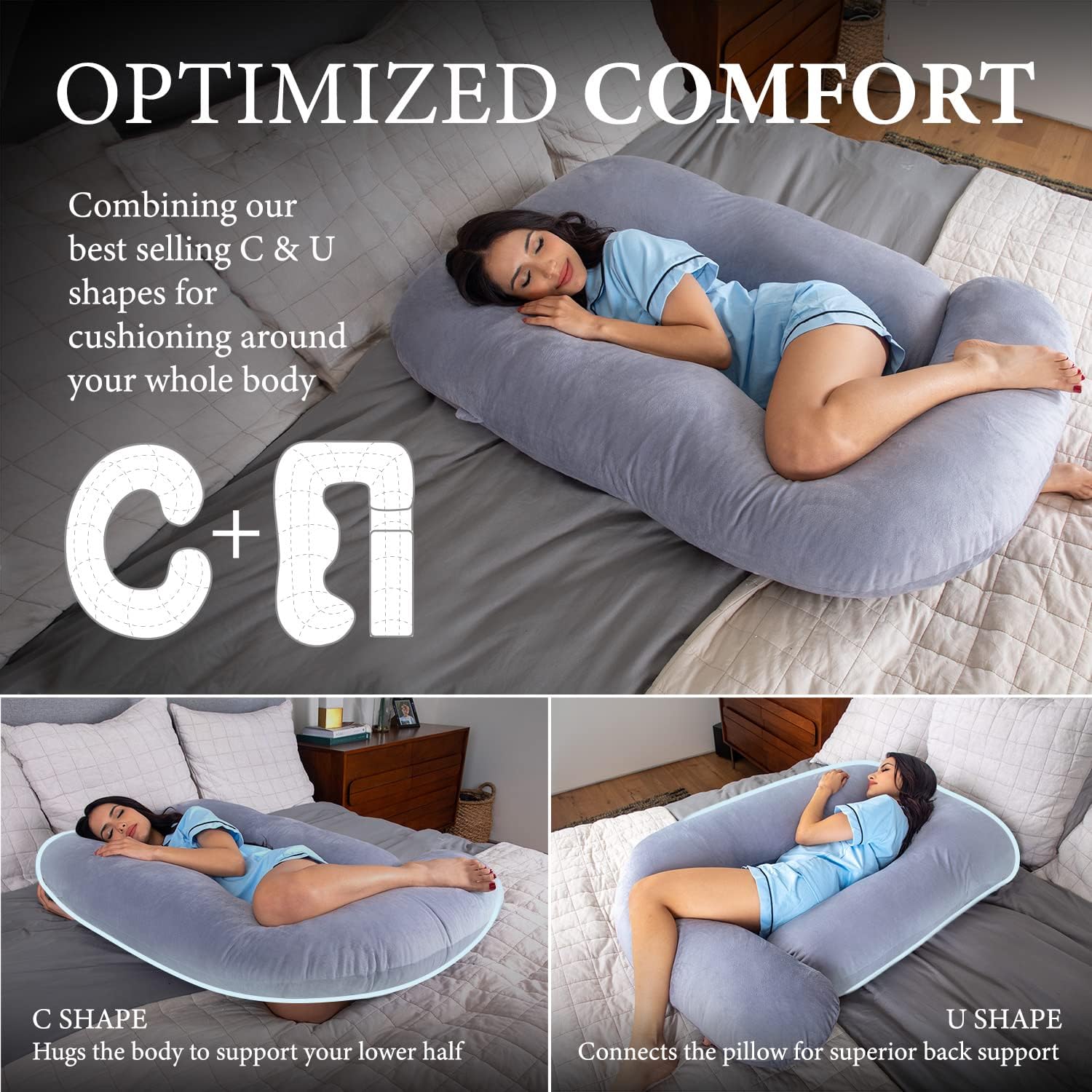 Thumbnail 2 de Maternidream U-Shaped Pregnancy Pillow with Plush Removable, Machine-Washable Cover