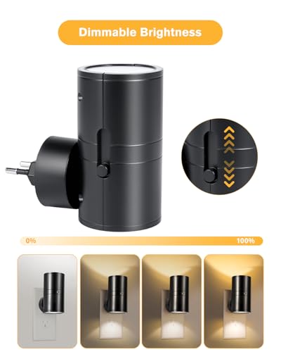 Detalle de Enchufe de luz nocturna LED Carehabi con sensor de atardecer a amanecer y brillo regulable