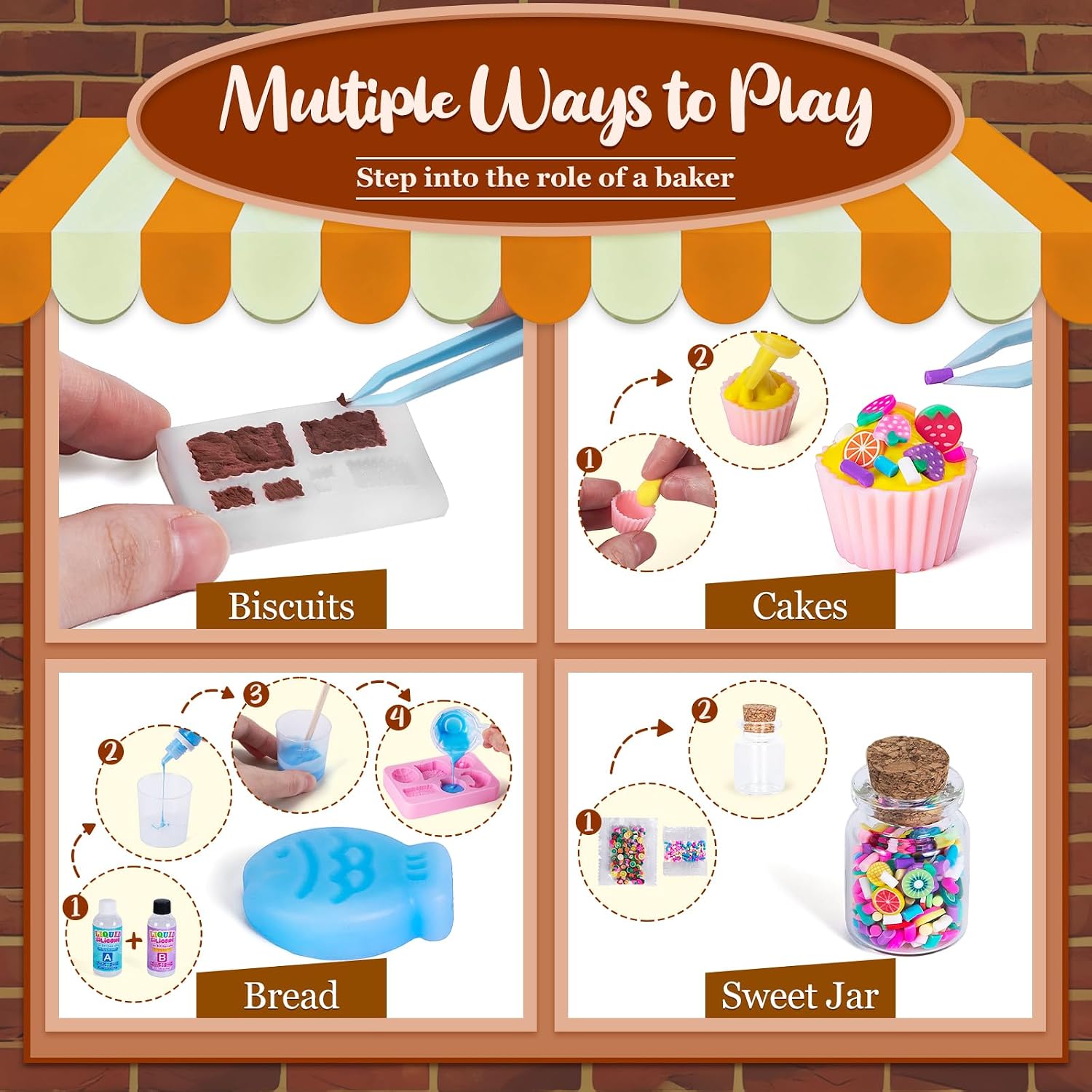 Thumbnail 1 de Ltteaoy DIY Miniaturhaus Bastelset für Kinder (6–12 Jahre) mit LED, Silikon & Modelliermasse