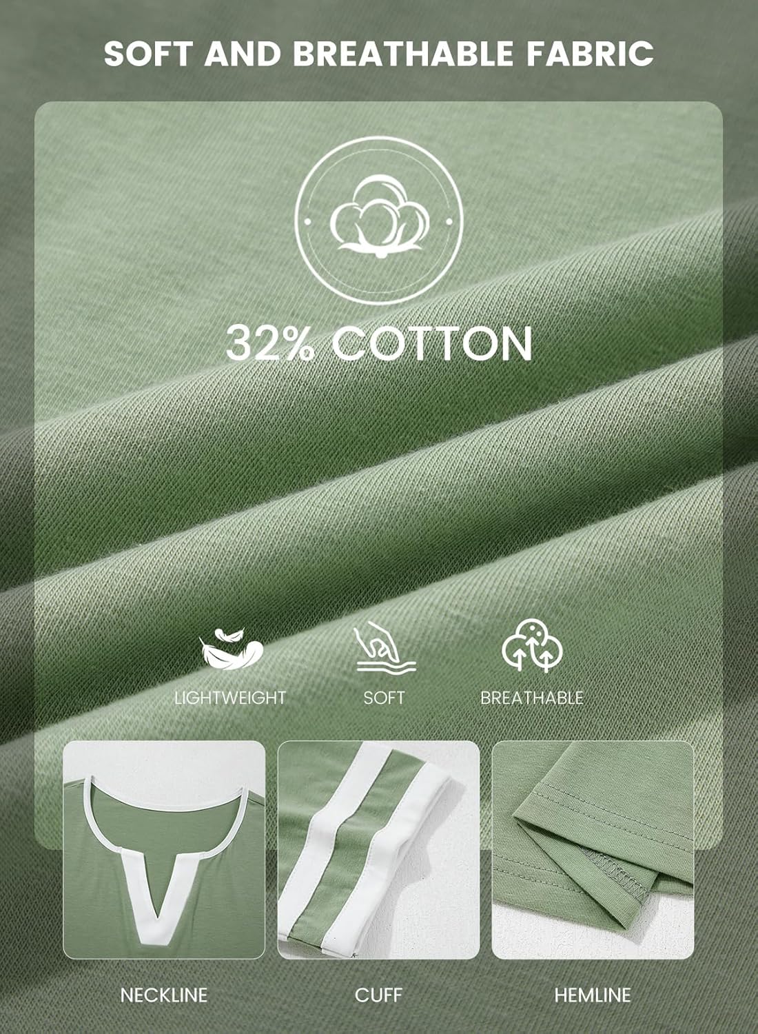 Thumbnail 3 de SHEWIN Women’s V-Neck Short-Sleeve Colorblock Summer T-Shirts (Cool & Soft Blend)