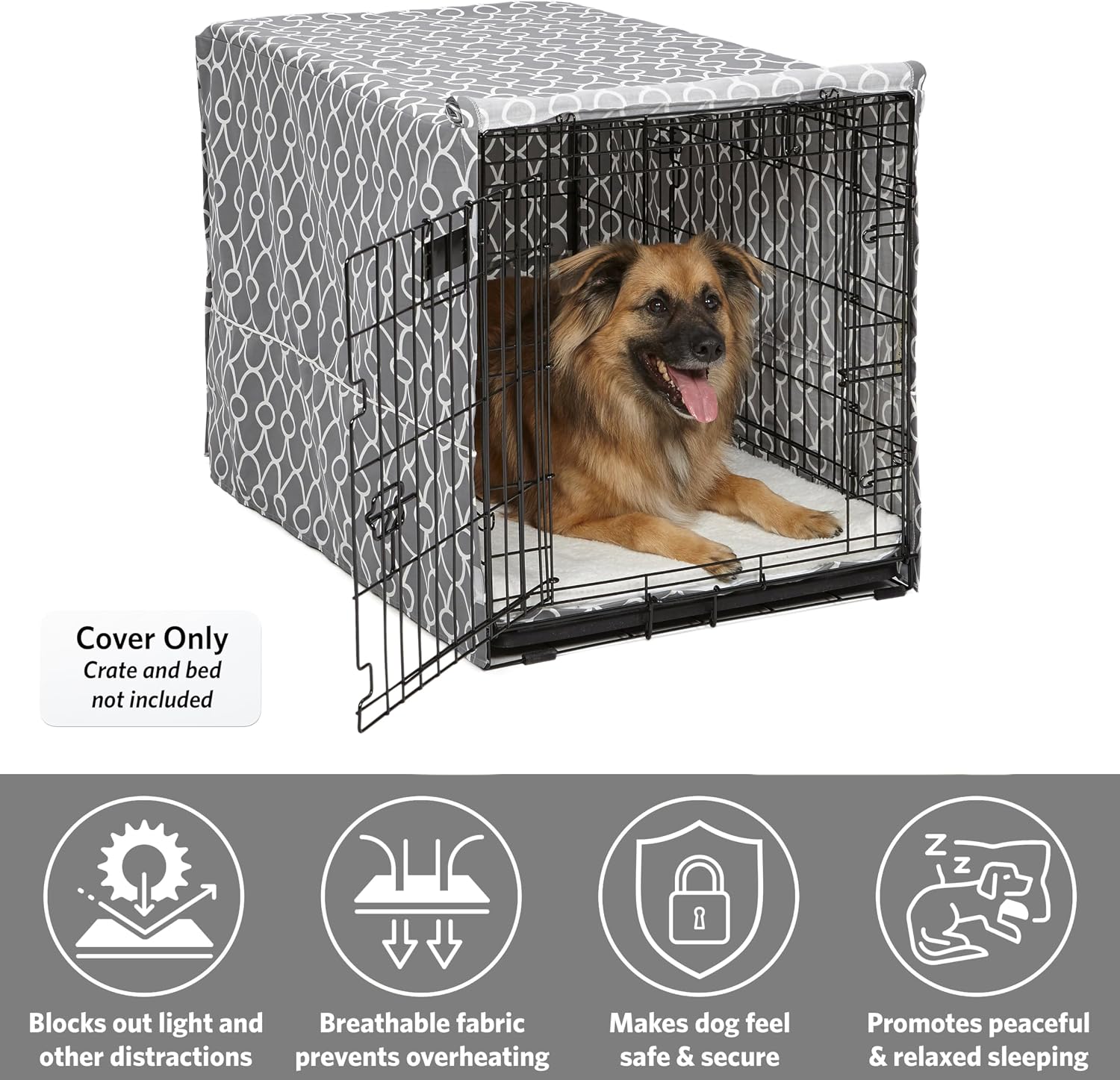 Thumbnail 2 de MidWest Homes for Pets Copertura per gabbie per cani con protezione in Teflon, policotone grigio (circa 91,4 x 58,9 x 61 cm)