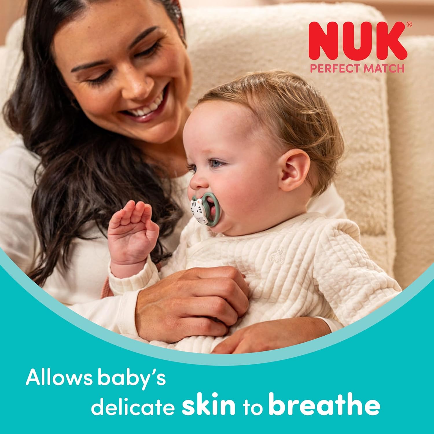Detalle 2 de NUK Perfect Match Air Day & Night Schnuller 6–12 Monate – 4er-Pack, leuchtend, luftdurchlässig