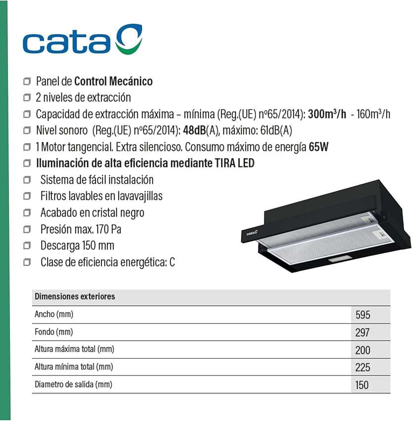 Thumbnail 3 de CATA TFB-5160 BK Campana extractora 59,5 cm