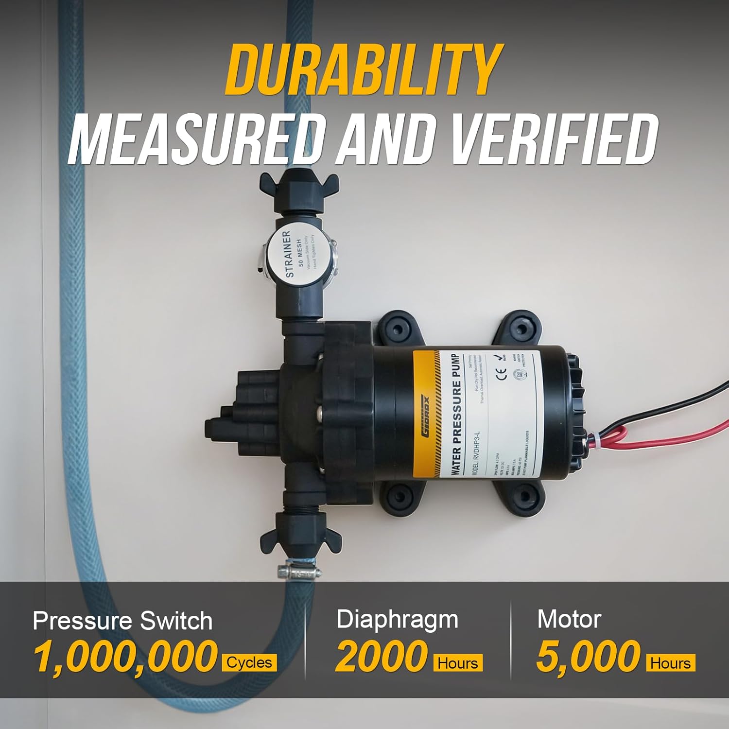 Thumbnail 2 de Gidrox 12V RV Water Pump (4.0 GPM, 45 PSI) Quiet Diaphragm Pump w/ Pressure Switch