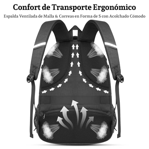 Thumbnail 3 de ANNMOR Mochila portátil 15,6–17,3" con puerto USB y apertura 180° tipo maleta, negro