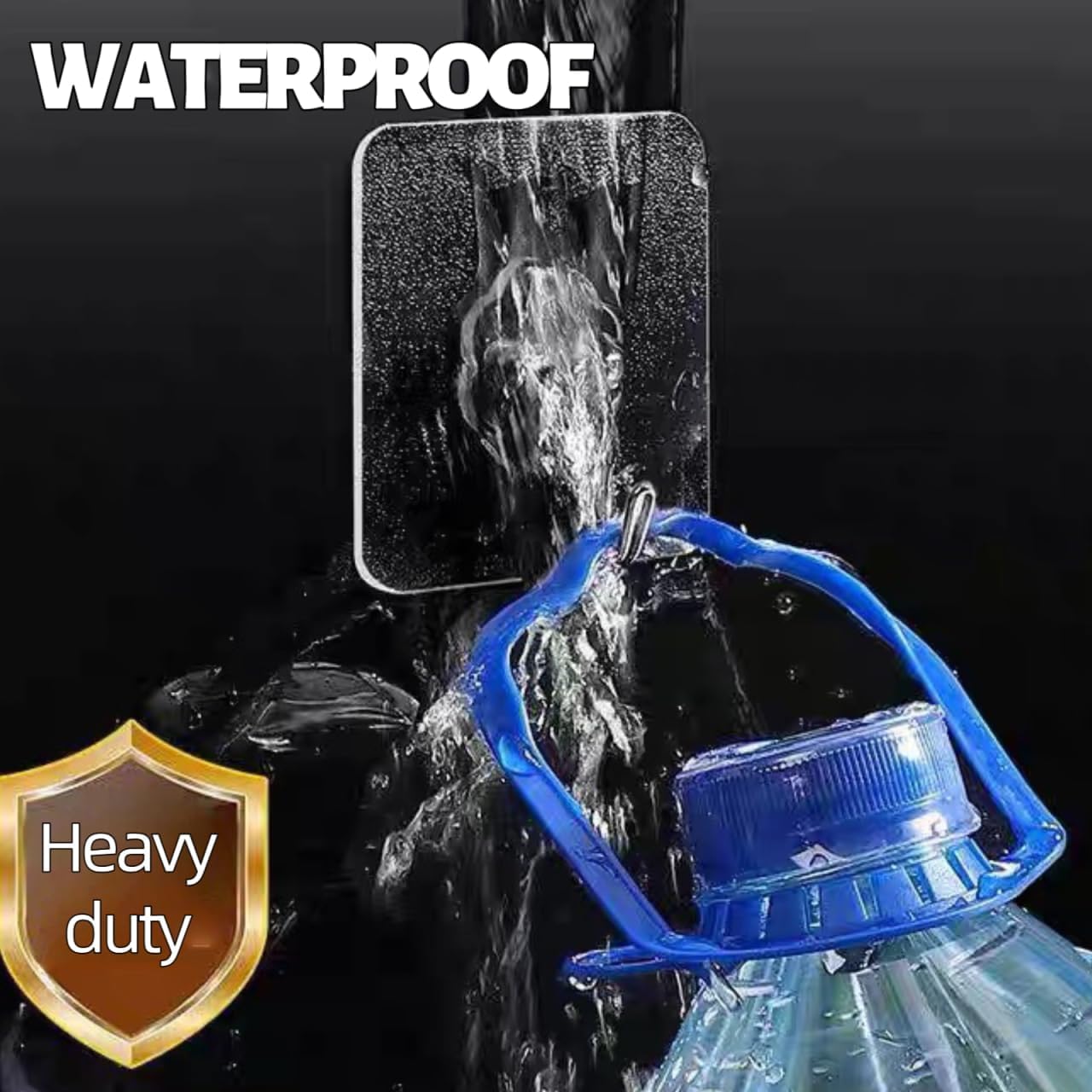 Thumbnail 3 de Adhesive Wall Hooks (50 lb) Heavy-Duty Clear Hooks, Stainless Steel + PVC, 10-Pack