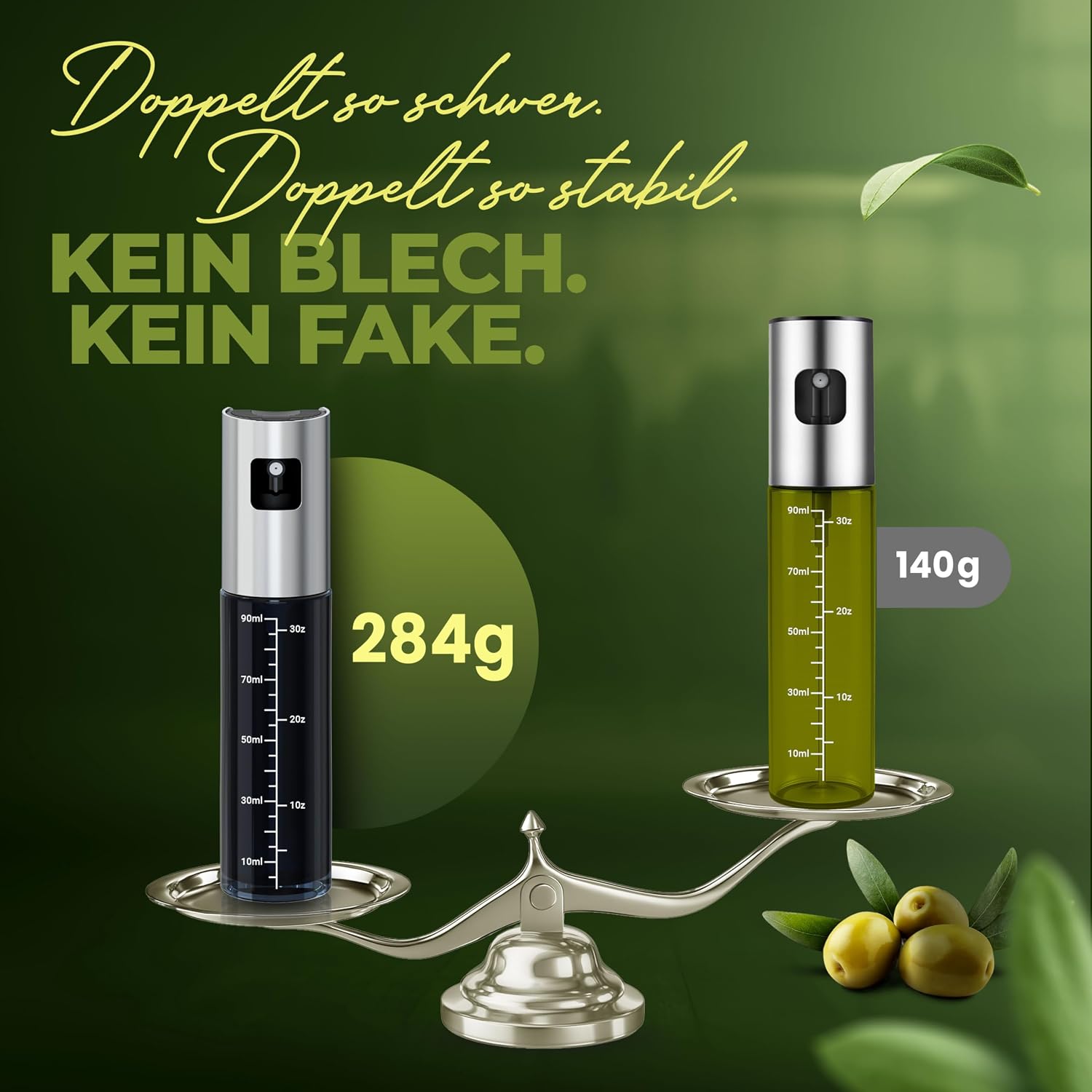 Thumbnail 2 de Leisure Life® Hochwertiger Ölsprüher mit UV-Schutzglas (Obsidian Black) – 100% BPA-frei