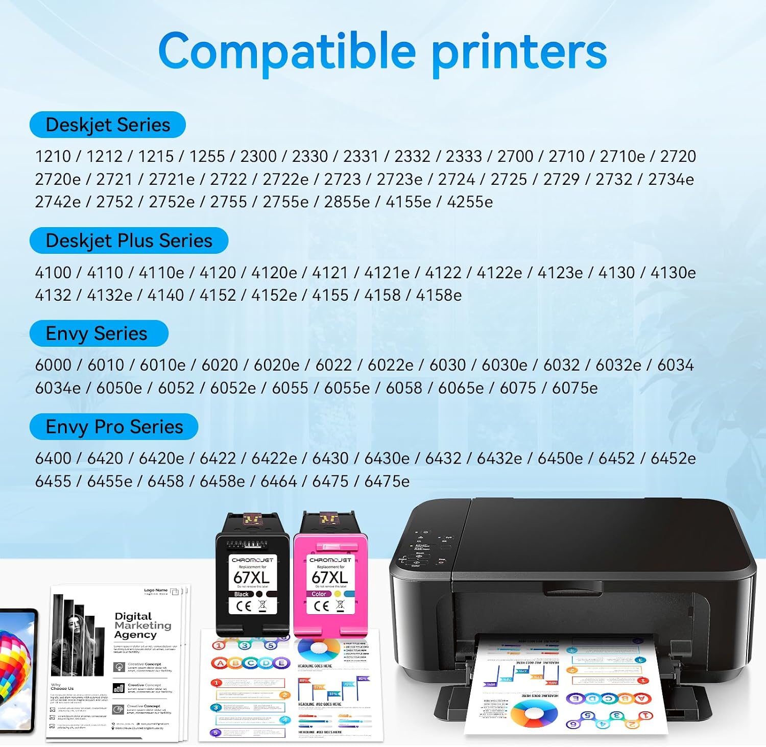 Detalle 2 de HP 67XL Ink Combo Pack (Black + Color) for DeskJet & ENVY Series – 2-Pack