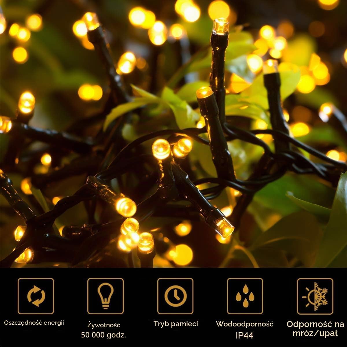 Detalle 1 de Quntis QX-U-O-I-400-80-M-C łańcuch LED 50 m, 2000 diod, ciepła biel IP44