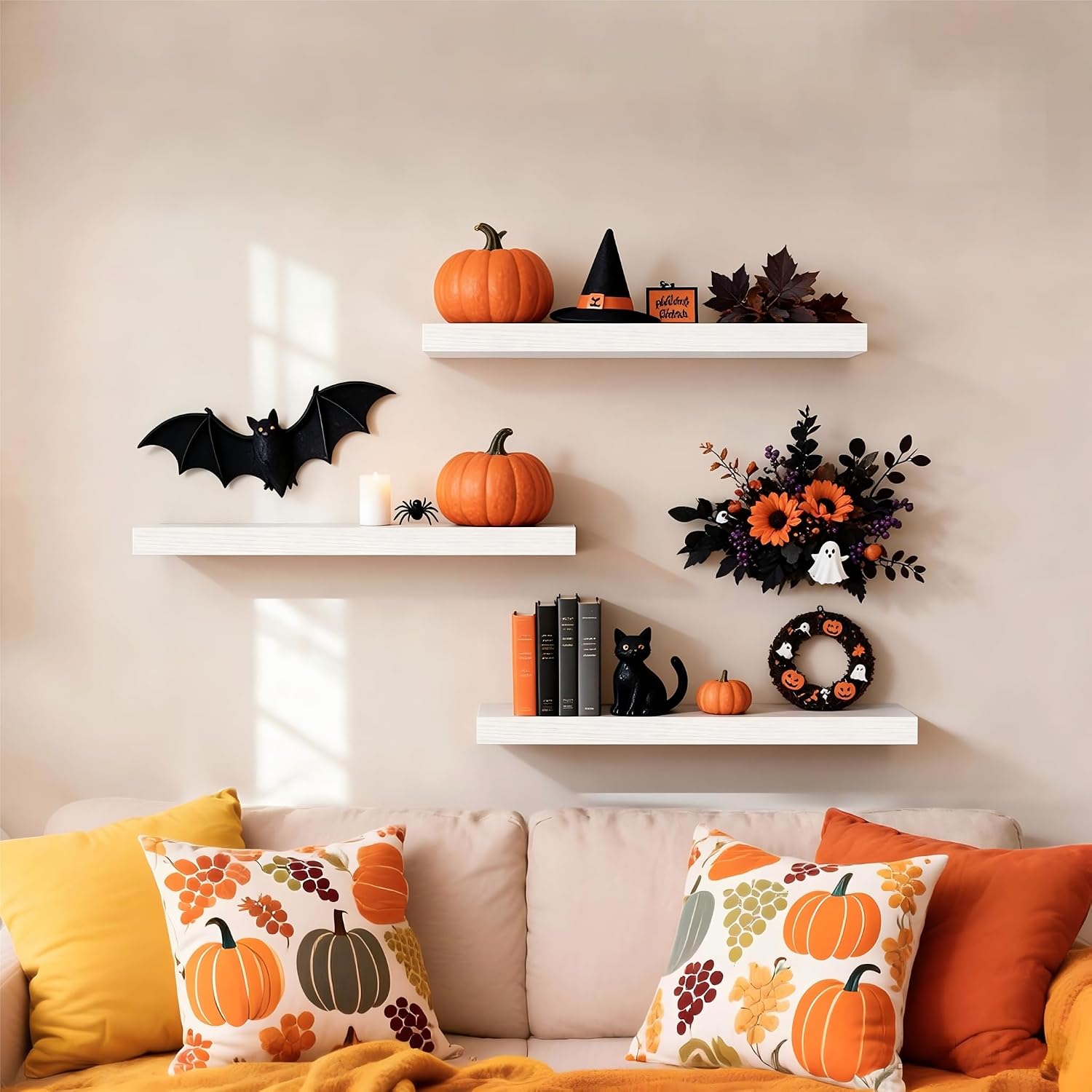 Detalle 2 de BAYKA White Floating Shelves Set of 3