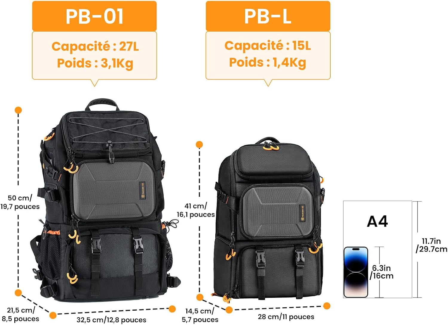 Detalle de TARION Sac à Dos pour Appareil Photo 15L (PBL) – Système modulable avec housse imperméable et compartiment ordinateur 15,6