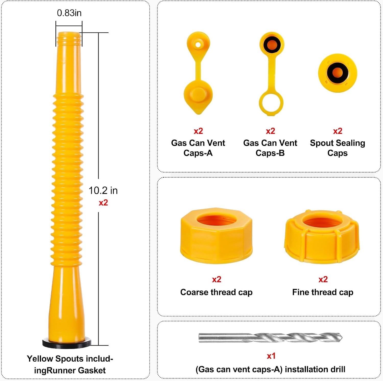 Thumbnail 6 de FOANRIY 2.0-Y-2 Gas Can Spout Replacement Kit, 10.2-Inch, 2-Pack