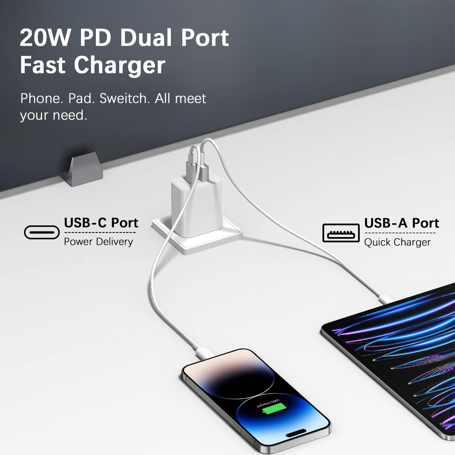 Thumbnail 6 de 4 Pack USB C Charger Block with 20W USB-C/ USB-A Ports — Fast Wall Chargers for iPhone, Samsung and Android