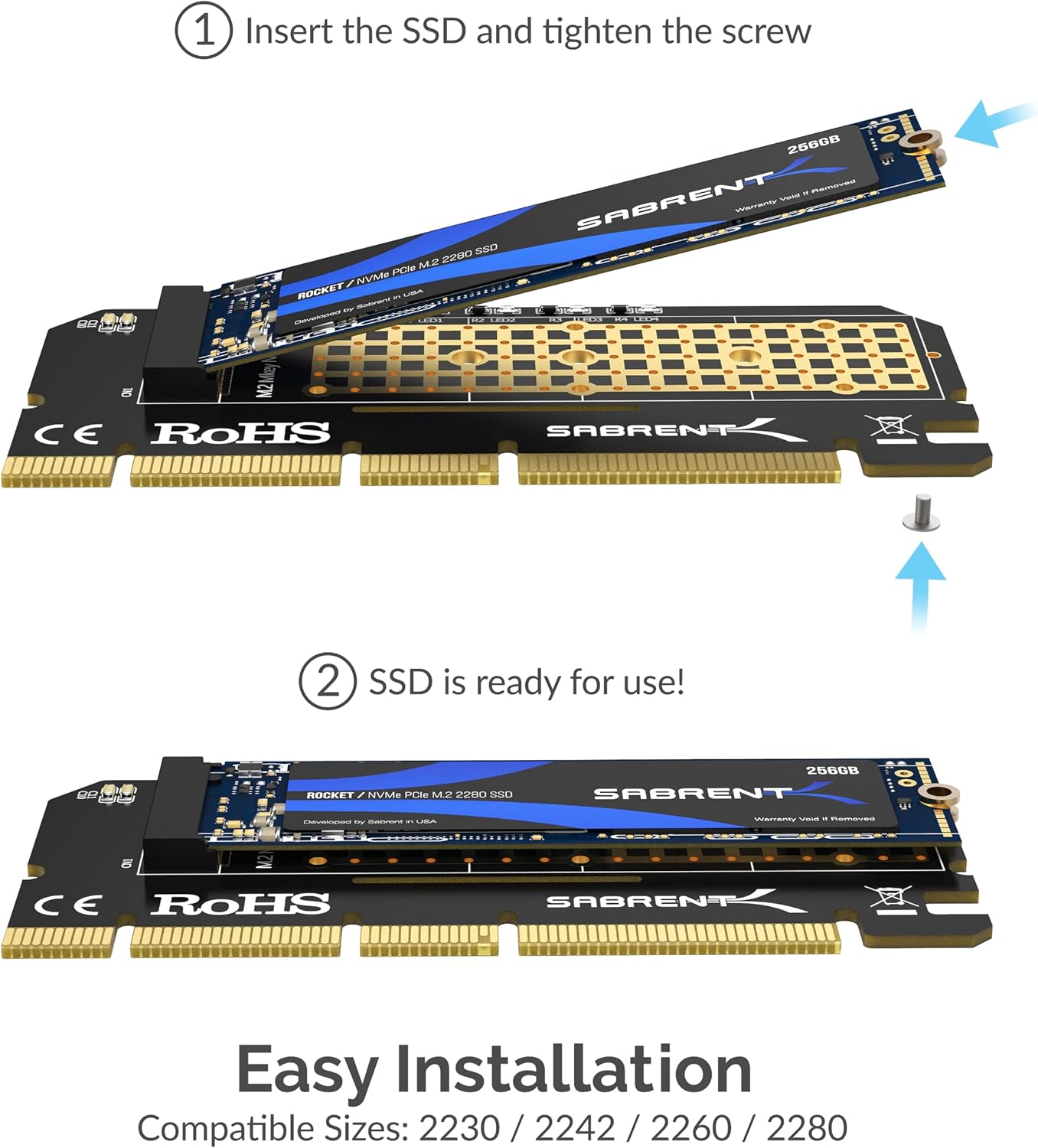 Thumbnail 1 de SABRENT M.2 NVMe to PCIe Adapter 16TB