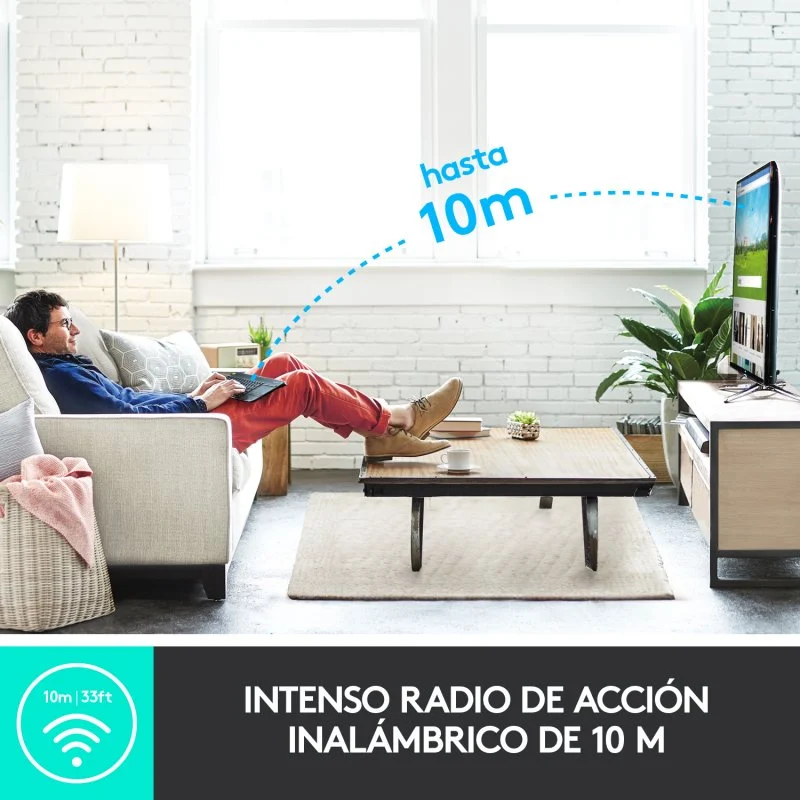 Detalle de Logitech K400+ Teclado inalámbrico con touchpad negro ⌨