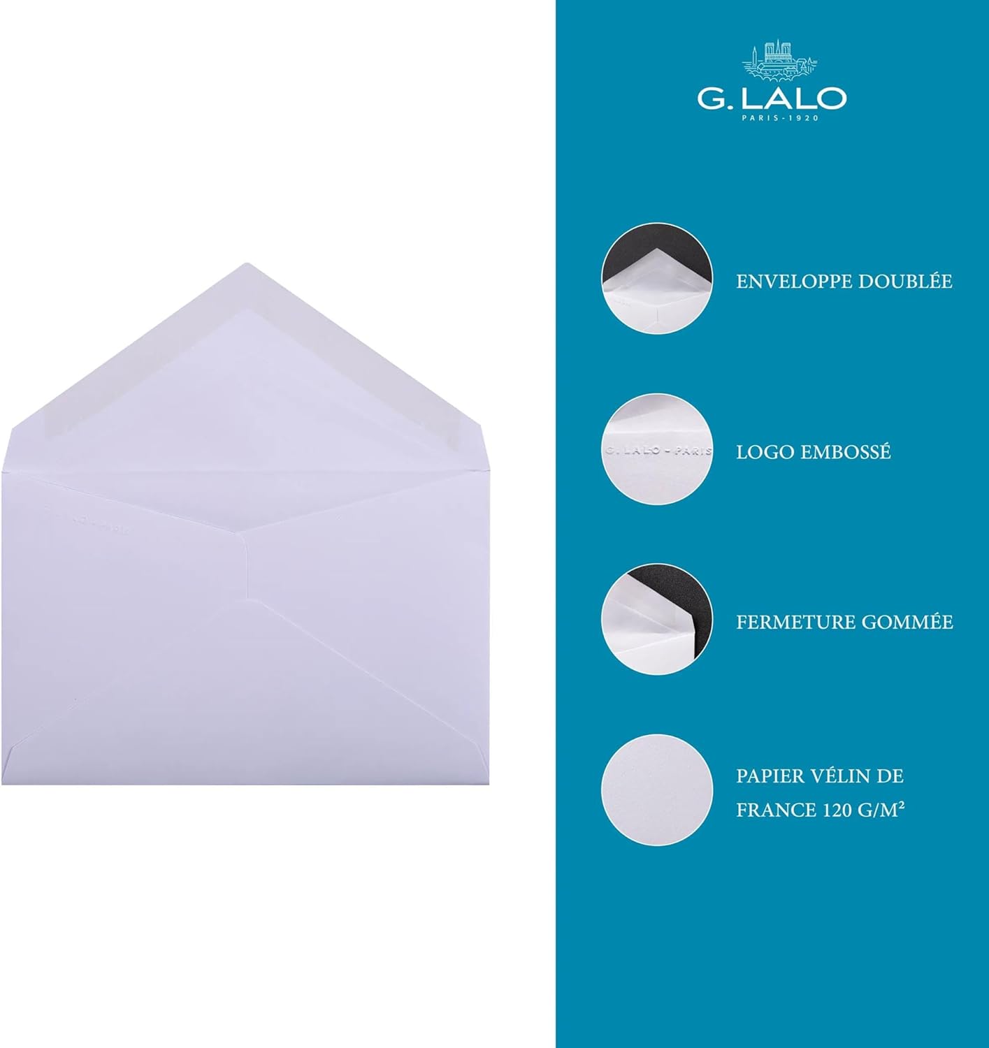 Thumbnail 3 de Clairefontaine Lalo 24200L: confezione da 20 buste avvolte in pellicola, 9x14 cm, carta pergamena bianca