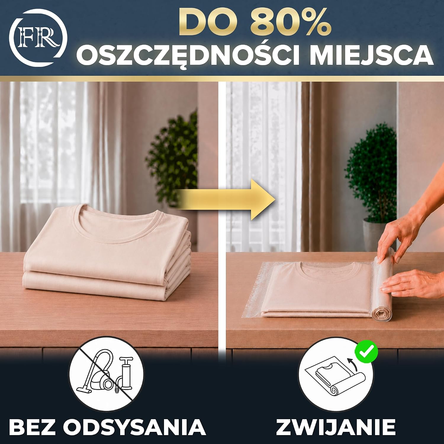 Detalle 2 de FR FiRiO FR-VB-C-L – worki próżniowe L 70 × 50 cm, 8 szt., do rolowania