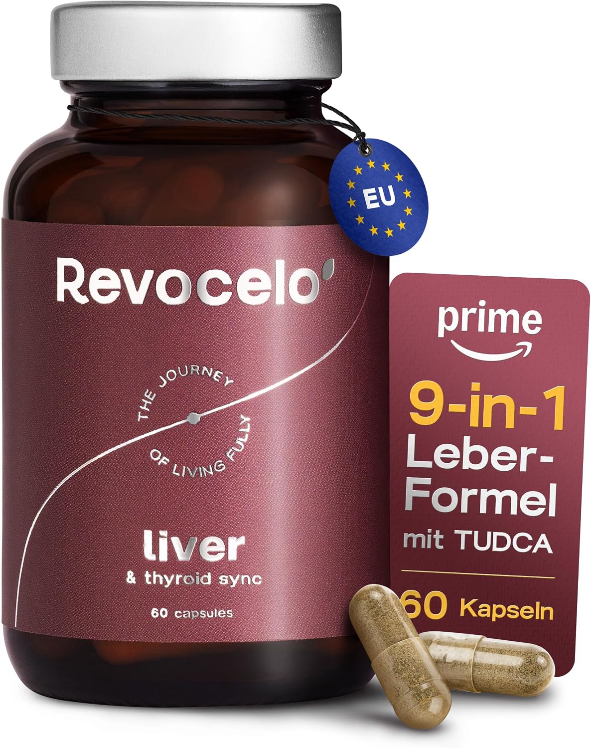 Detalle de Revocelo Leber-Komplex mit TUDCA – Schilddrüsen-Umwandler 9-fach-Formel (vegan) mit liposomalem Glutathion, Cholin und Selen, 60 Kapseln