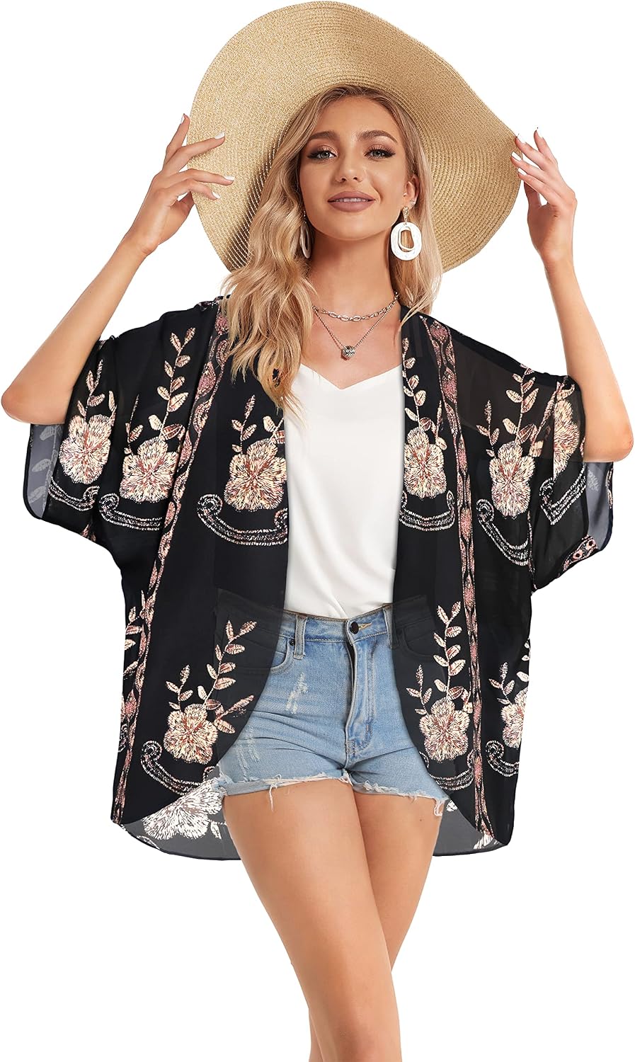Detalle de CHICGAL Women's Kimono Cardigan in Chiffon