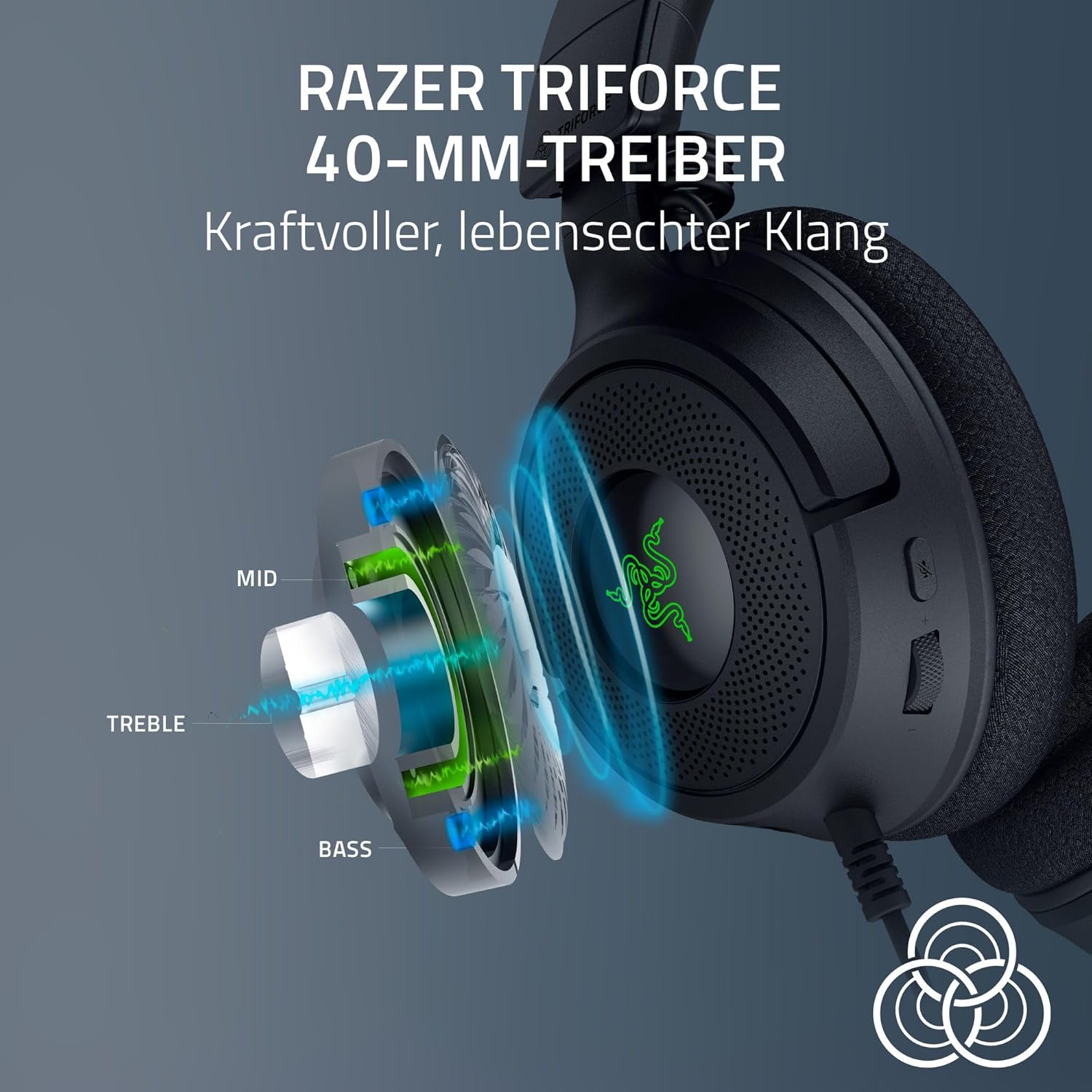 Thumbnail 1 de Razer Kraken V4 X kabelgebundenes Gaming-Headset mit Triforce 40-mm, 7.1-Surround und Chroma RGB