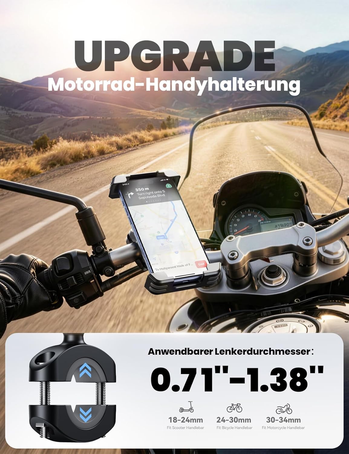 Thumbnail 6 de JOYROOM 2026 Handyhalterung Fahrrad mit versteckter Tracker-Aufbewahrung – universal für 5,8–7 Zoll Smartphones