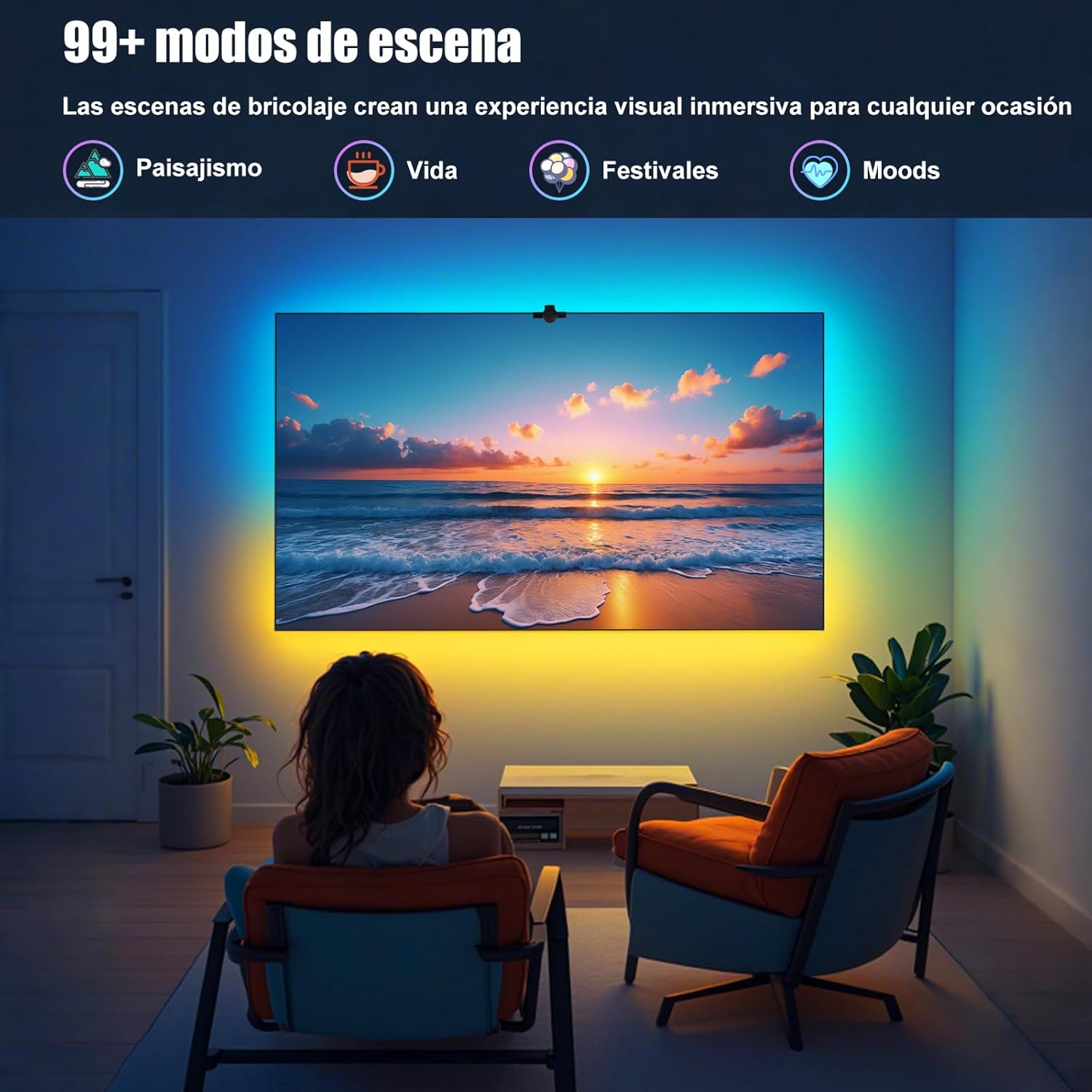 Thumbnail 4 de Diyife Tira LED 4M para TV 50-60"