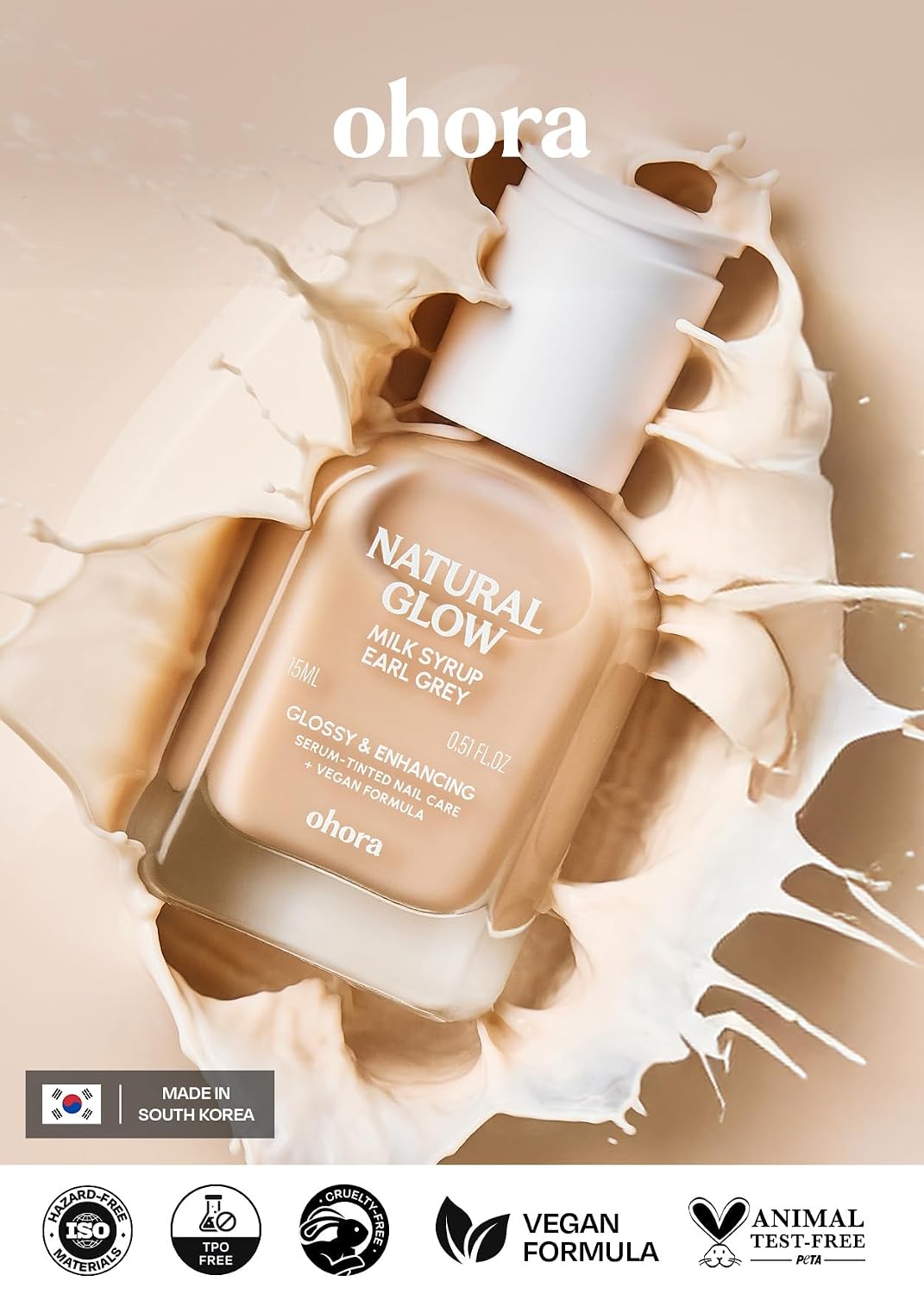 Thumbnail 4 de ohora Earl Grey Nail Strengthener, Tinted Nail Concealer with Glossy Finish, 15 mL