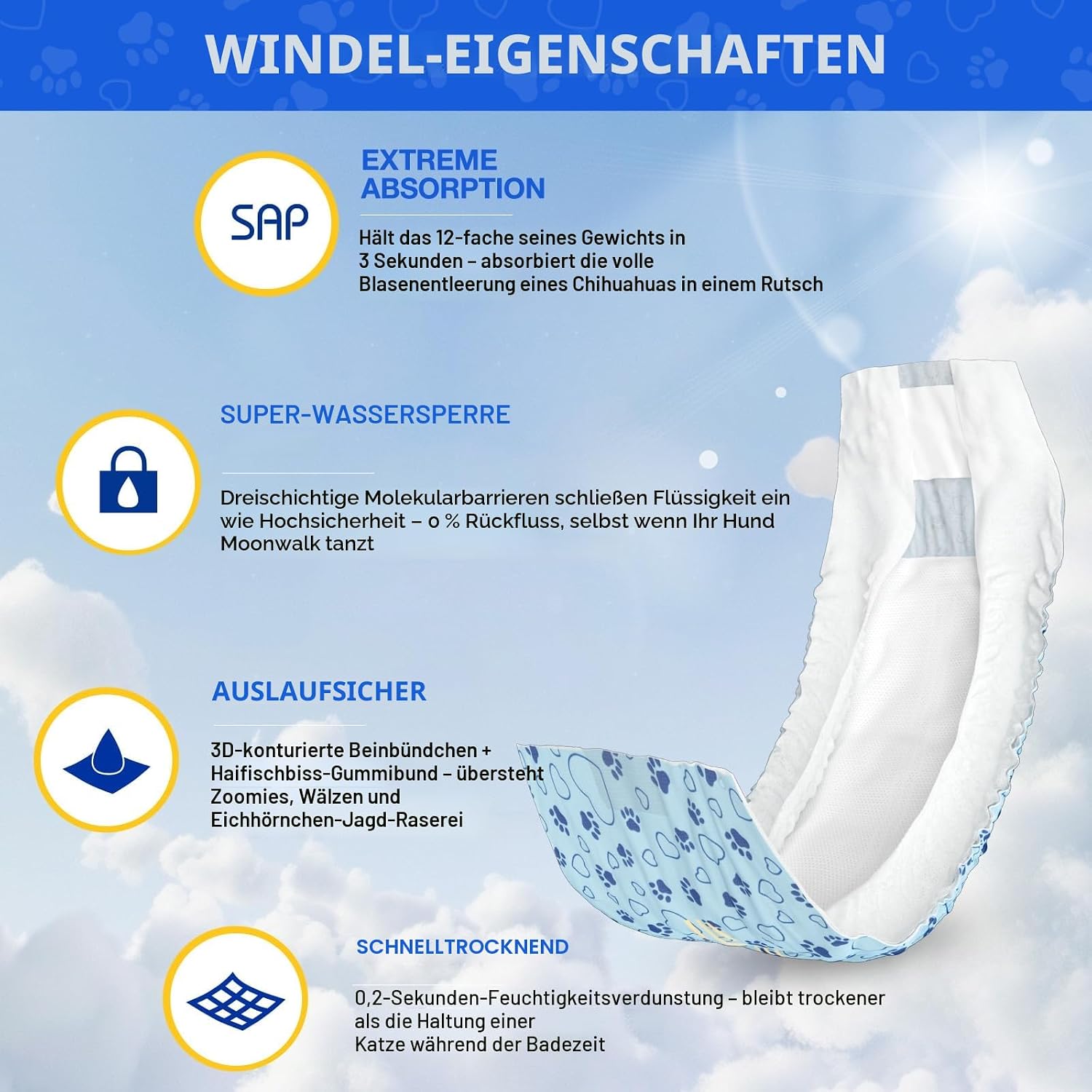 Detalle de Flying Paws Rüdenwindel XS 26 Stück