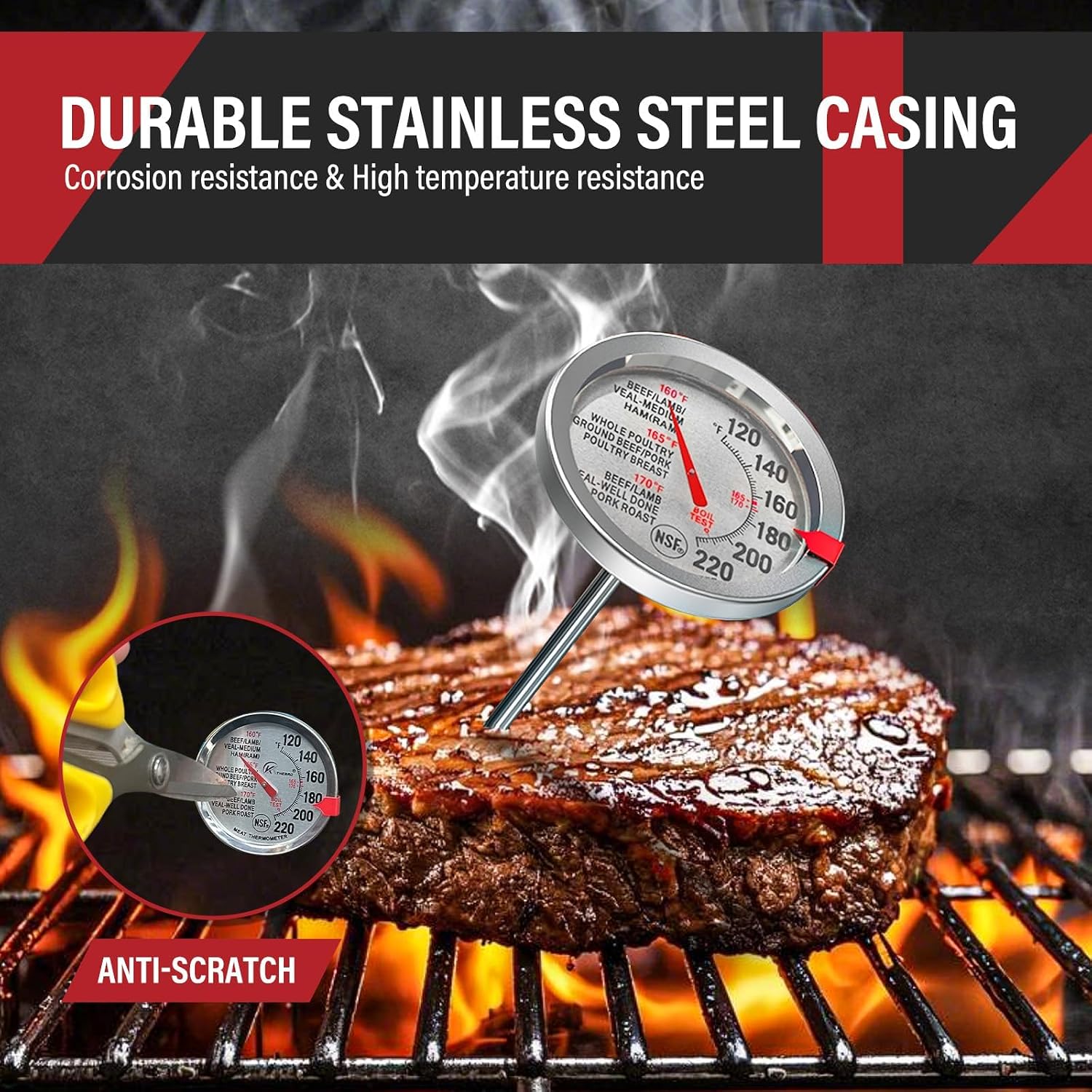 Detalle 2 de AWLKIM Stainless Steel Meat Thermometer 2 Pack 🍽