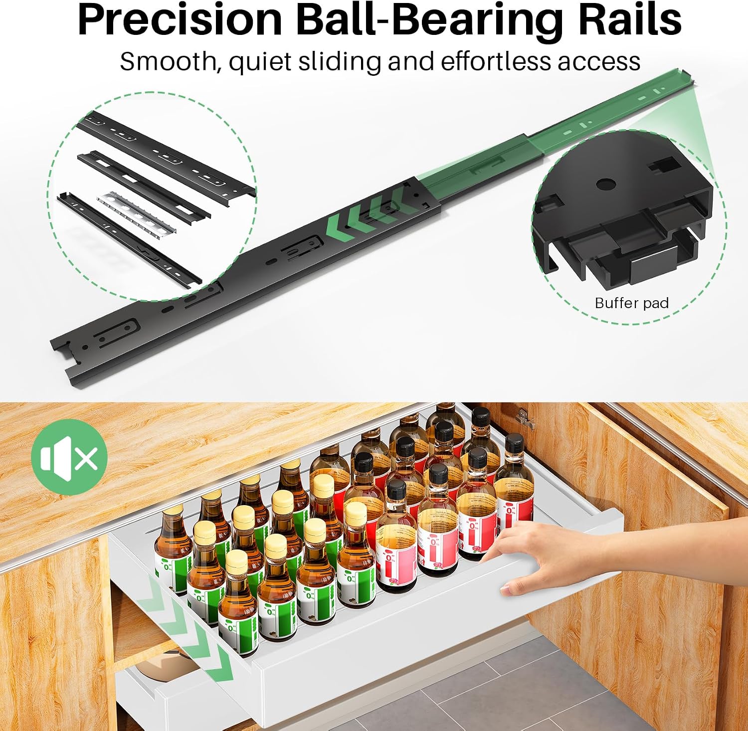 Thumbnail 3 de Pull Out Cabinet Organizer with Nano Adhesive — Heavy-Duty Full-Extension Drawer for Frameless Cabinets