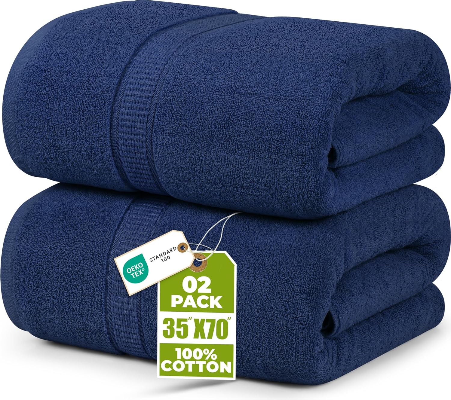 Detalle de Utopia Towels – 2er Badetücher Groß 90x180 cm Marineblau aus 100% Baumwolle