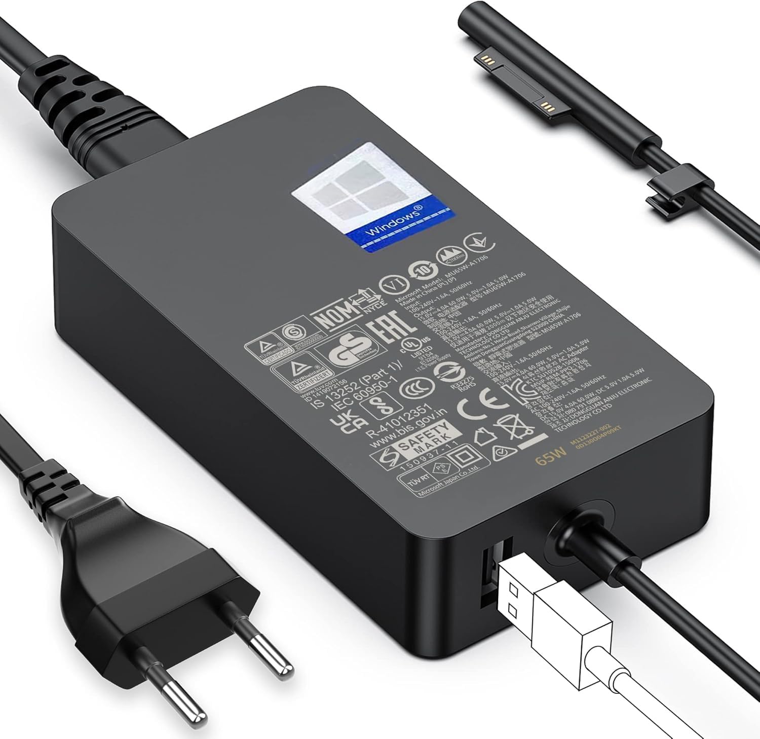 Detalle de Chargeur Surface Pro 65W – charge rapide et fiable pour Surface Pro et appareils Surface