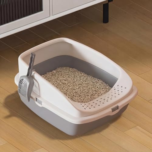 Imagen de Vivo Technologies Cat Litter Tray Box (Grey) – Open Top Tray with Detachable Rim and Free Scoop en OfertitasTOP