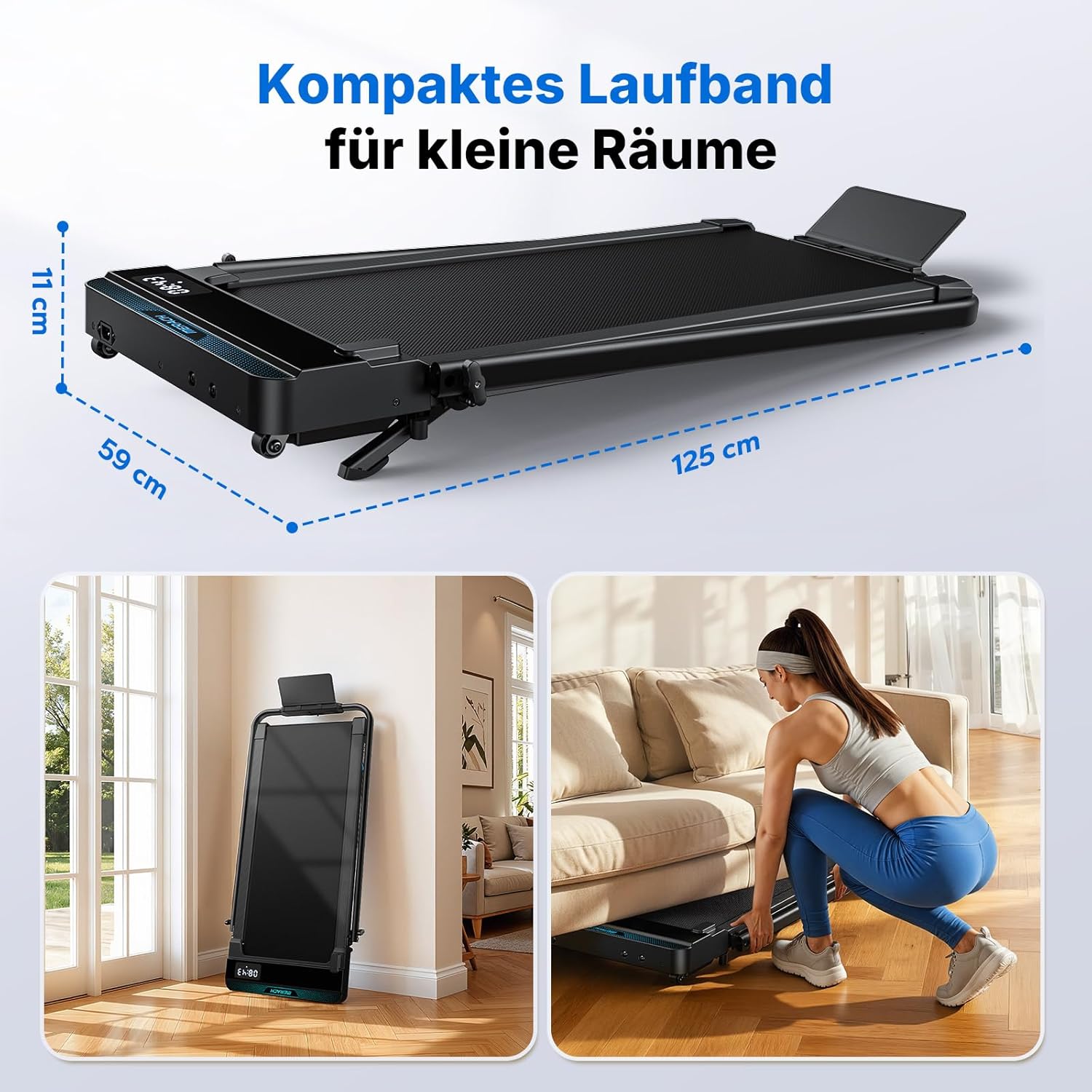 Thumbnail 6 de MERACH Walking Pad Laufband für Zuhause mit Fernbedienung, 0–6% Steigung, bis 12 km/h