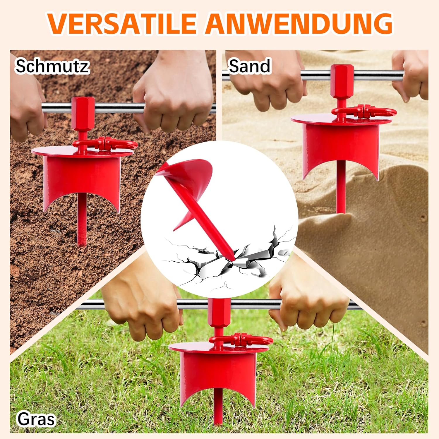 Thumbnail 5 de Bodenanker Hund mit Lock-Cap – 43 cm, rostfreier Anlegepflock mit 4 mm Stahlseil und 360° Drehhaken