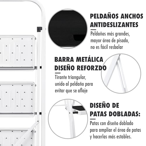 Detalle de Escalera Plegable de 4 Peldaños de Acero de T-LOVENDO.ES
