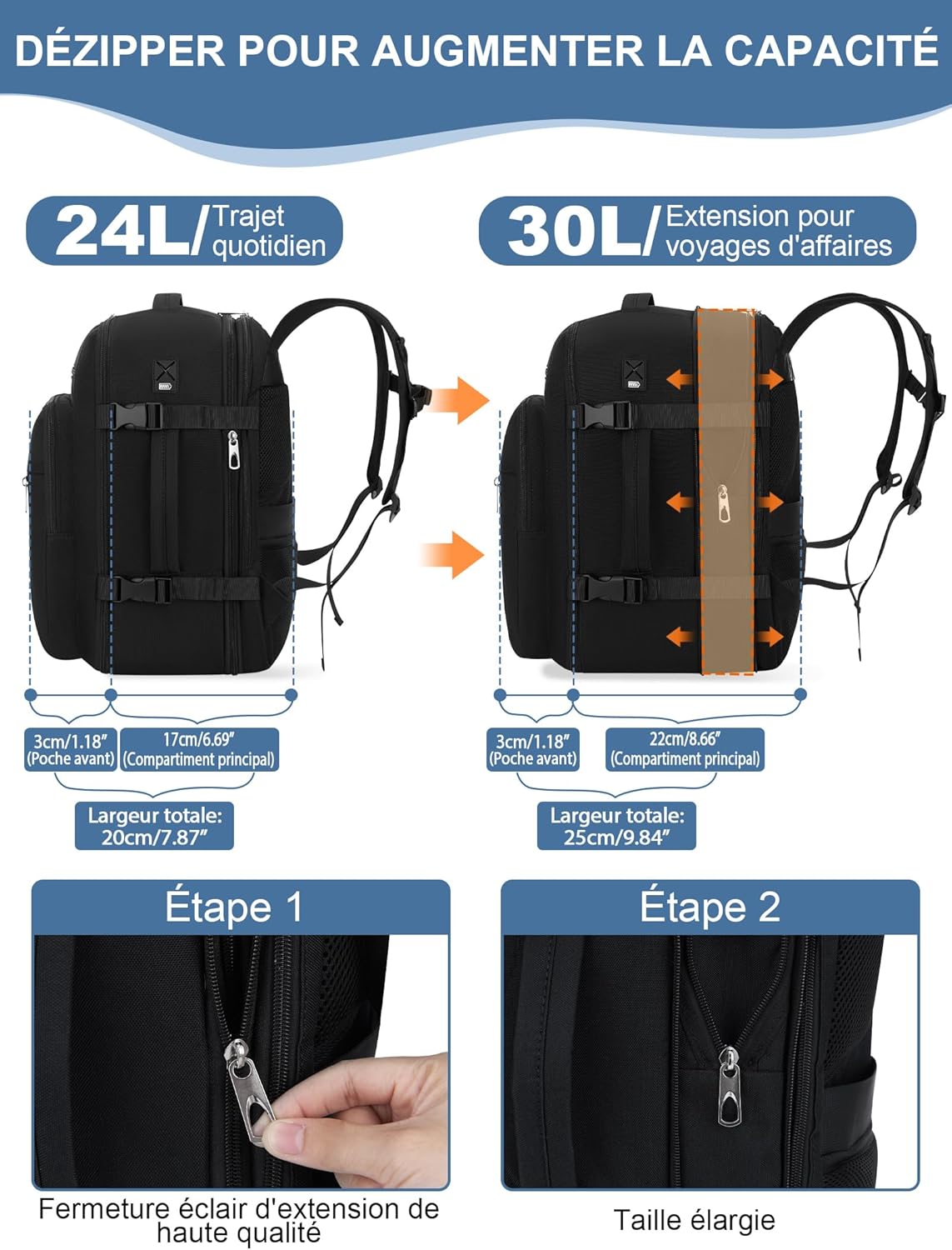 Thumbnail 2 de YOKGO Sac cabine Voyage 40x30x20 extensible