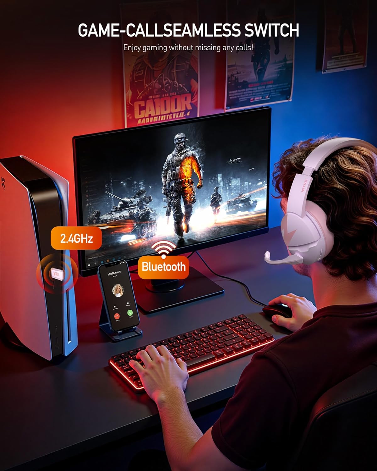Detalle de acer Wireless Gaming Headset 100H
