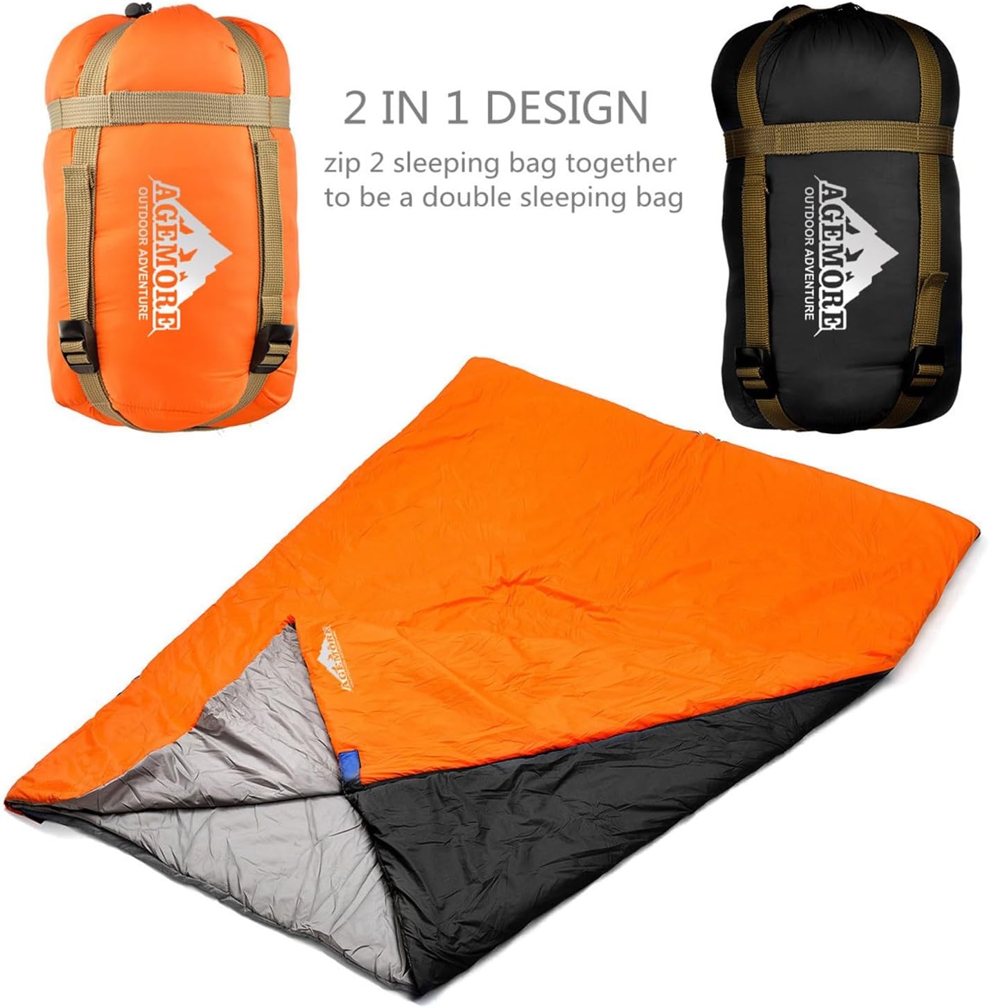 Thumbnail 2 de Agemore Ultra-light Warm Weather Rectangular Sleeping Bag (75" L x 30" W) – Ideal for Camping, Backpacking and Family Use