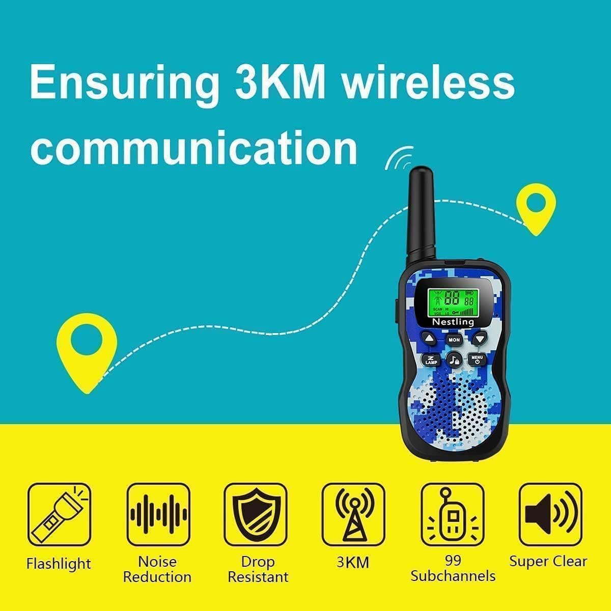 Detalle 2 de Nestling HK-588 walkietalkies voor kinderen, 3-delig met 8 kanalen