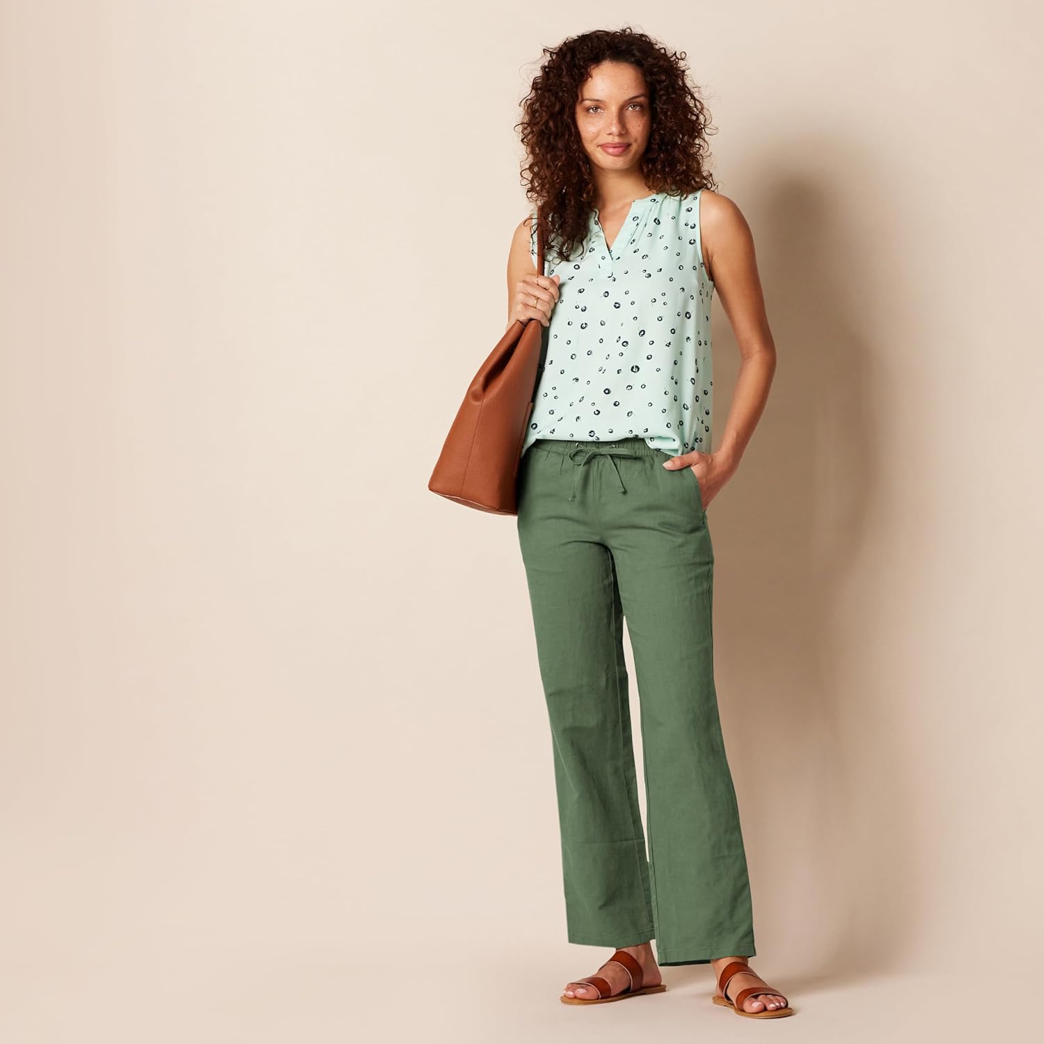 Thumbnail 4 de Amazon Essentials Damen Hose aus Leinengemisch mit Kordelzug – lockere Passform, weites Bein (Übergröße erhältlich)