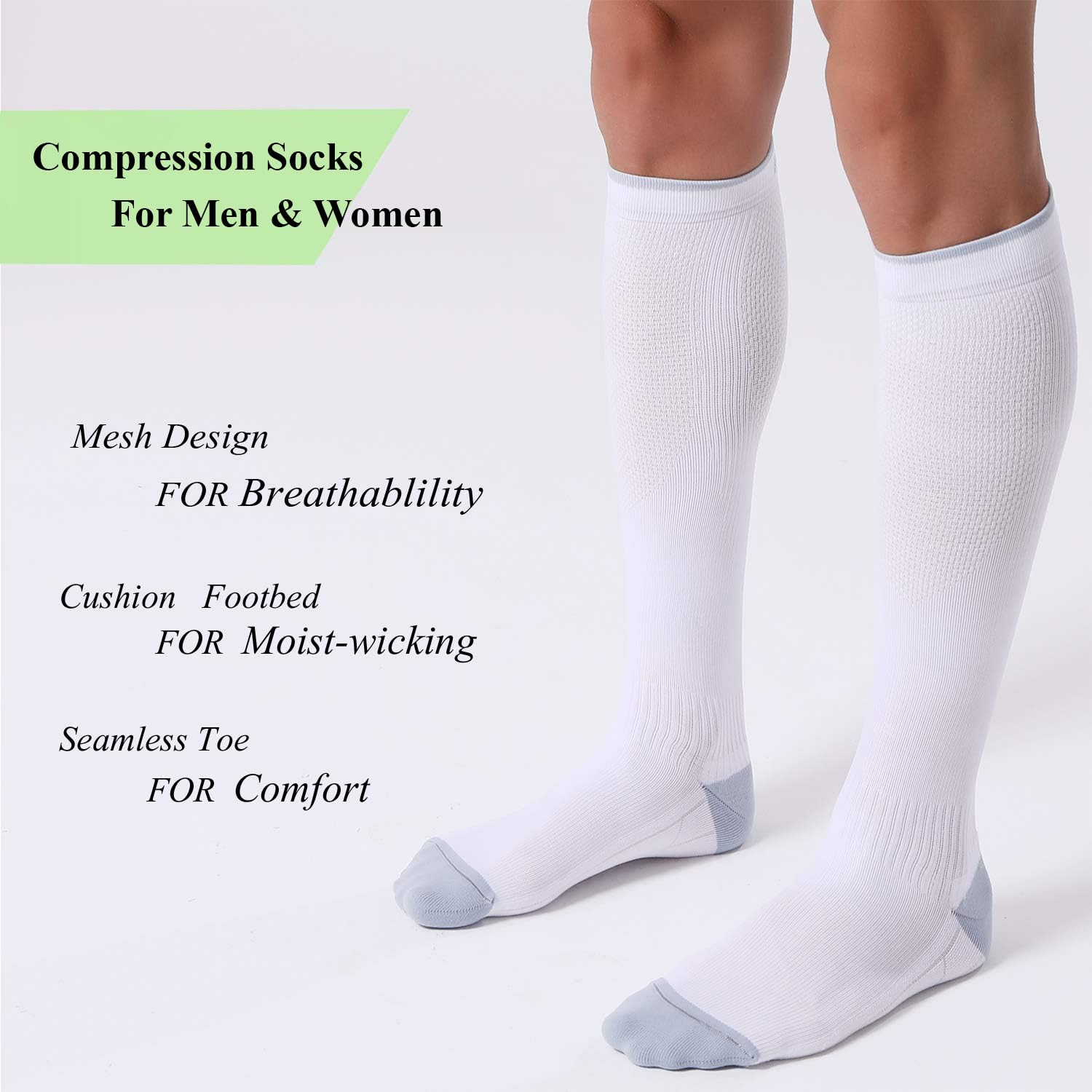 Thumbnail 1 de FITRELL Compression Socks for Women and Men, 20–30 mmHg, Knee-High, 3 Pairs