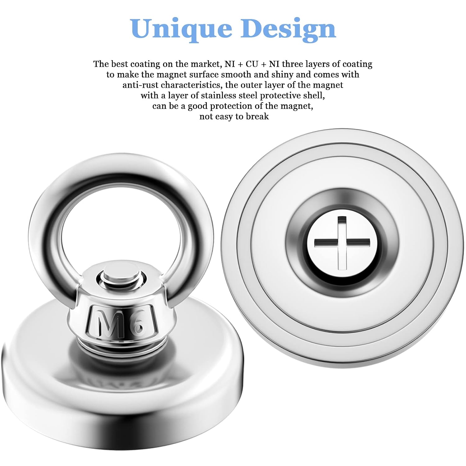 Detalle de Keukenket Neodymium Fishing Magnets, 4-Pack with Countersunk Holes