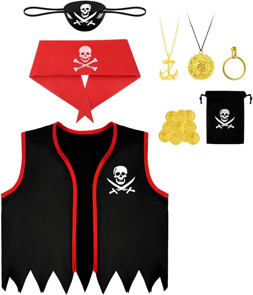 Thumbnail 6 de AOOWU Deguisement Pirate Enfant 8 pièces 🎭
