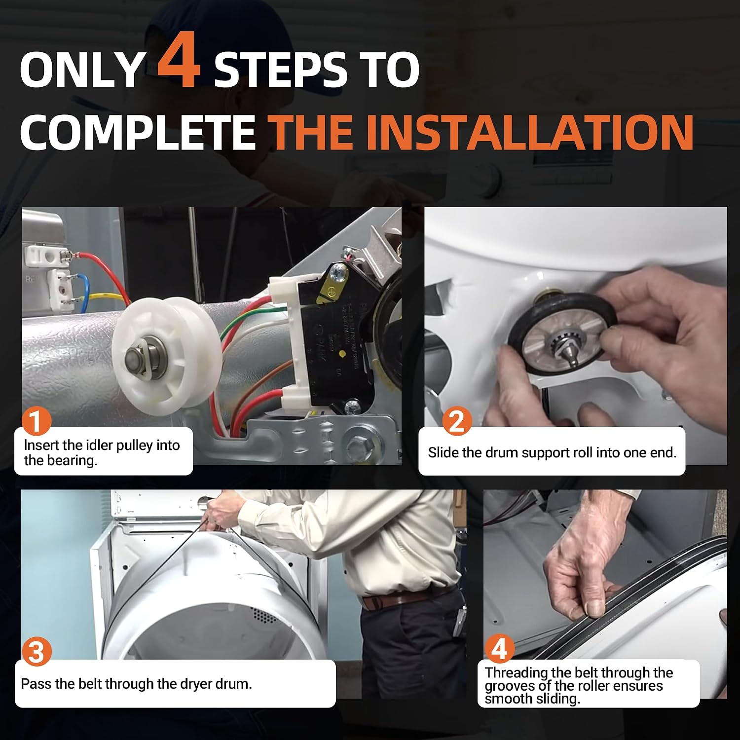 Thumbnail 6 de NISHCON Dryer Repair Kit: 4581EL2002C Rollers, 4400EL2001A Belt, 4561EL3002A Pulley