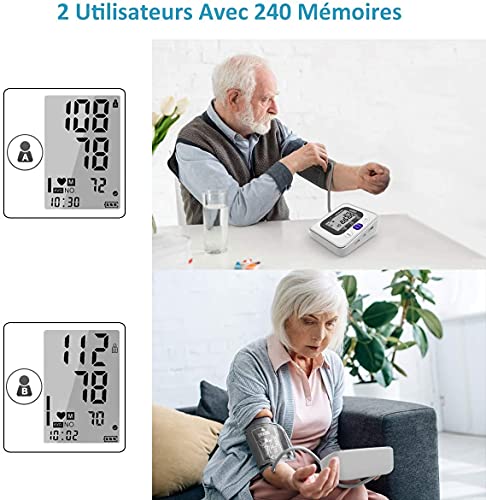 Thumbnail 1 de GPZON Tensiomètre Électronique Professionnel pour le Bras – Brassard 22–42 cm, Mémoire 2x120, Blanc