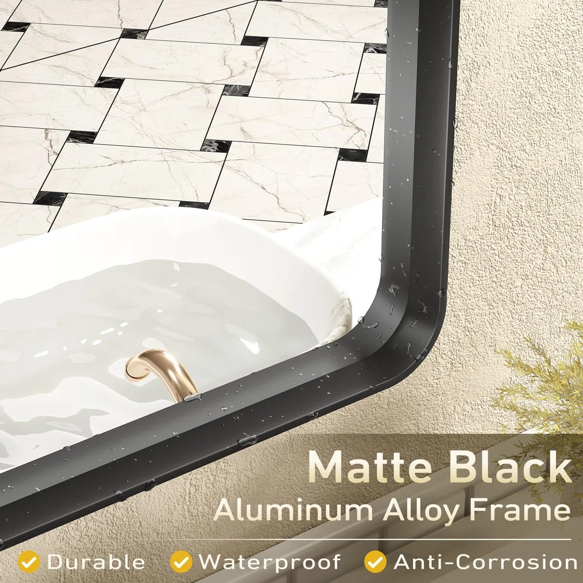 Thumbnail 6 de CHARMOR 30x36 Inch Rectangular Bathroom Mirror with Black Matte Aluminum Frame